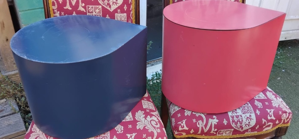 A Pair of Contemporary Teardrop Form Side Tables or Stools