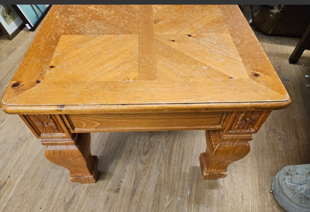 A Late 20th Century Rustic Style Pine Parquetry Top Coffee Table
