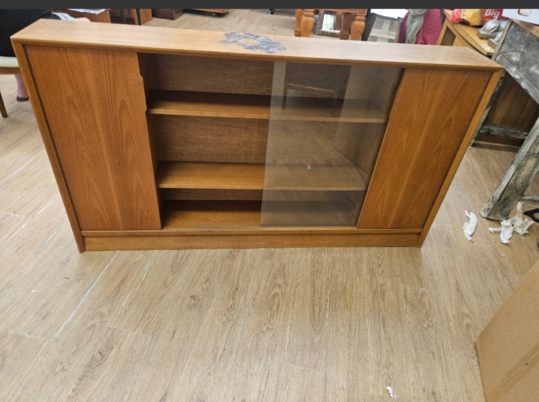 Herbert Gibbs Mid-Century Teak Sliding Door Bookcase af