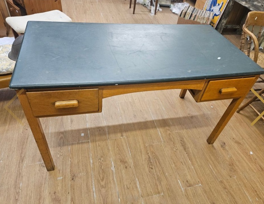 A Mid-century Modern Oak Writing Desk and Matching Side Chair