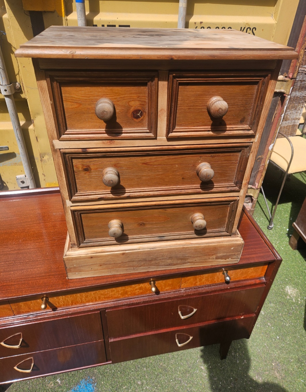 Victorian Pine Miniature Two Over Two Chest of Drawers