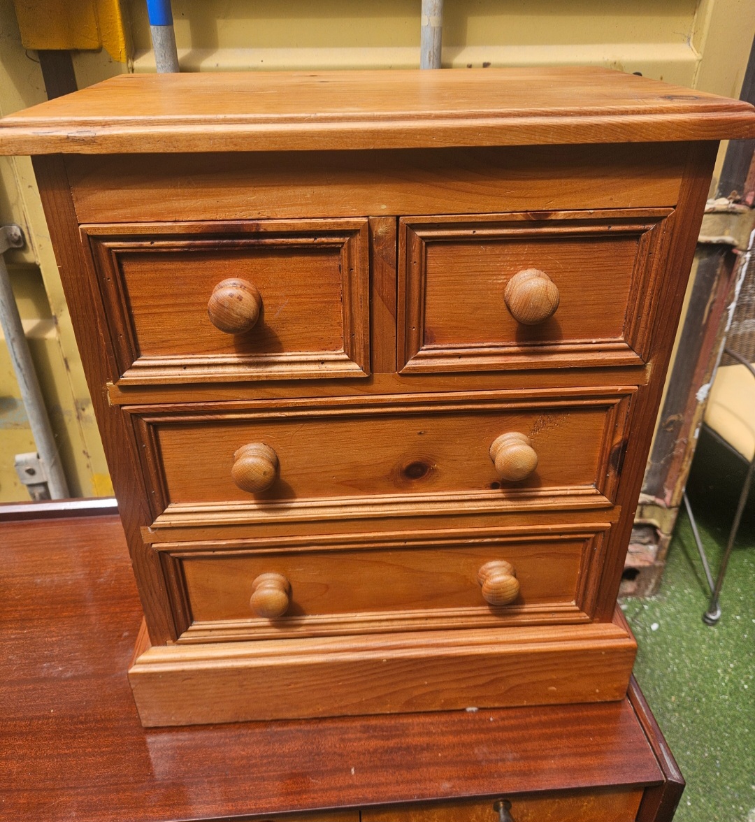 Victorian Style Pine Miniature Tabletop Chest of Drawers