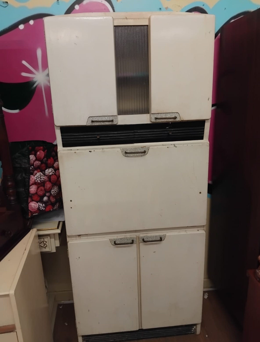 Mid-20th Century Two-Piece Painted Wood Kitchen Larder Cabinet