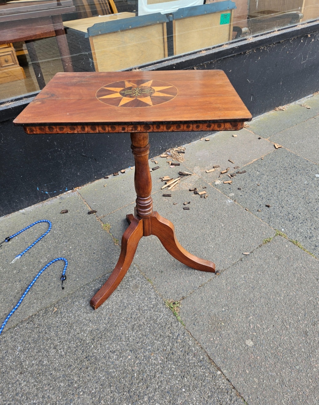 Victorian Inlaid Mahogany Tripod Occasional Table with Starburst Marquetry