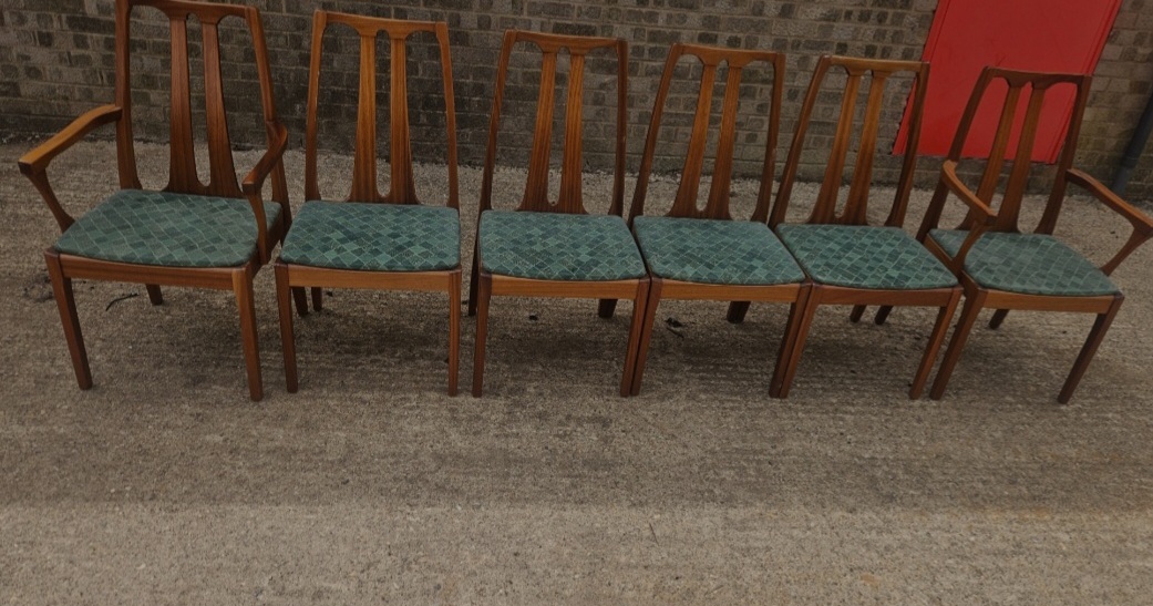 A Set of Six Mid-Century Modern Teak Dining Chairs