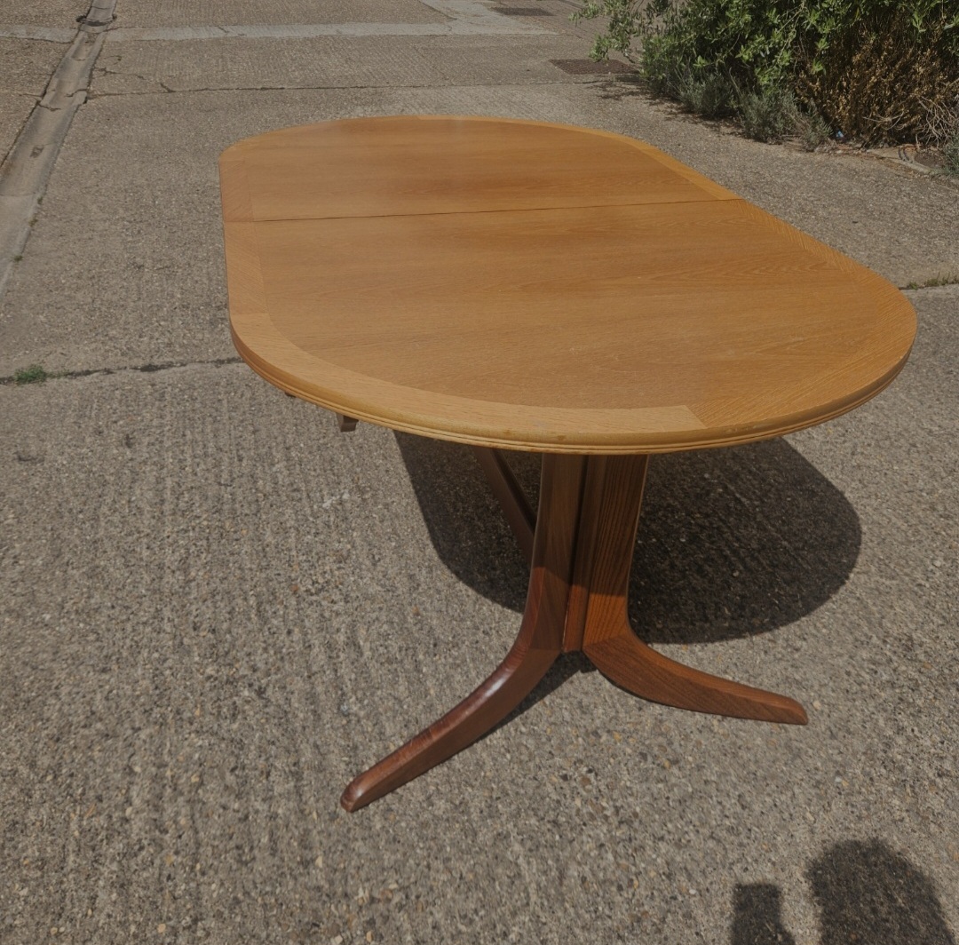 Nathan Mid-Century Teak Oval Extending Dining Table