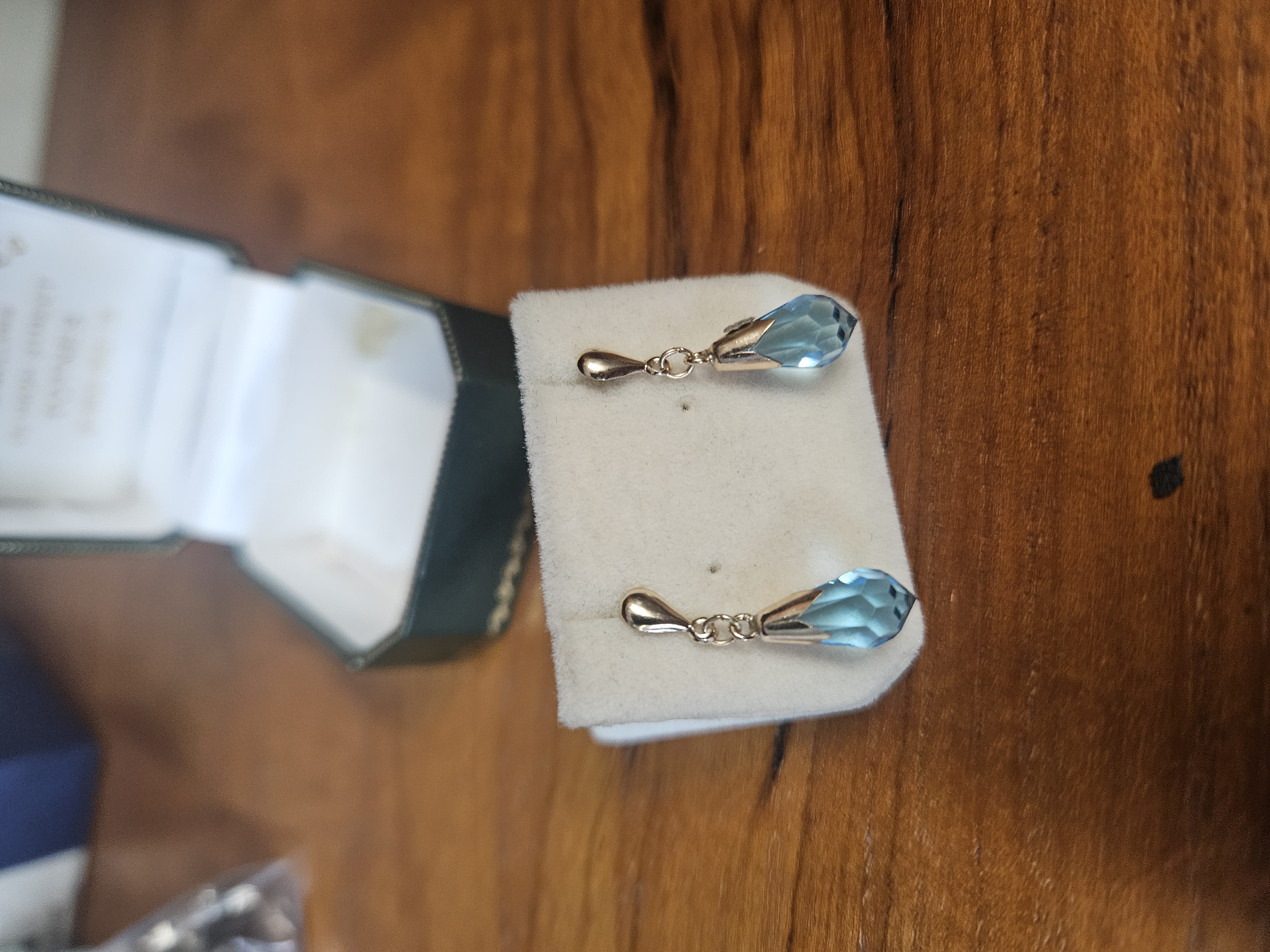 A Pair of 9ct gold Blue Topaz Drop Earrings