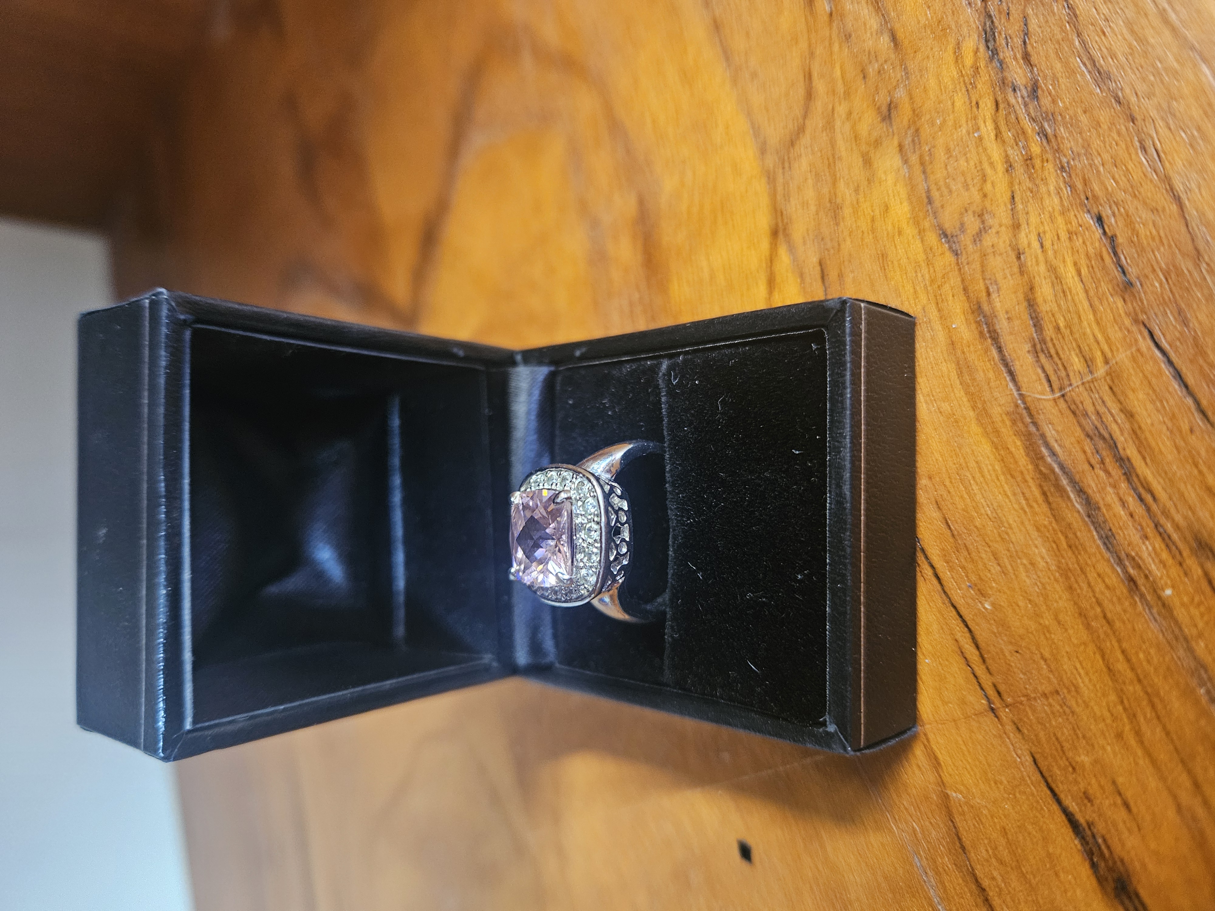 A Contemporary Pink Gemstone and White Metal Cocktail Ring