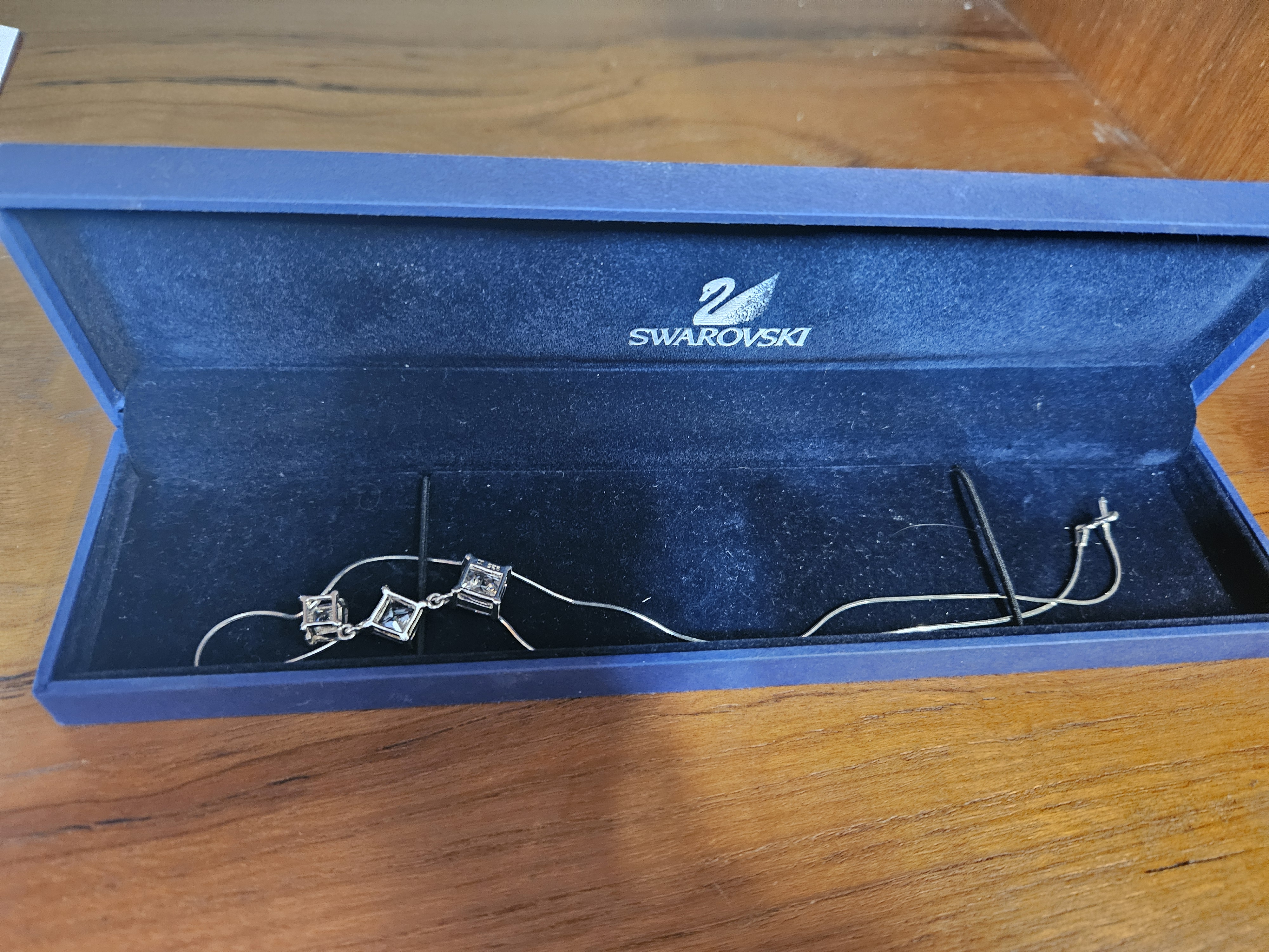 A Swarovski Rhodium Plated Crystal Pendant Necklace and Matching Stud Earring Set