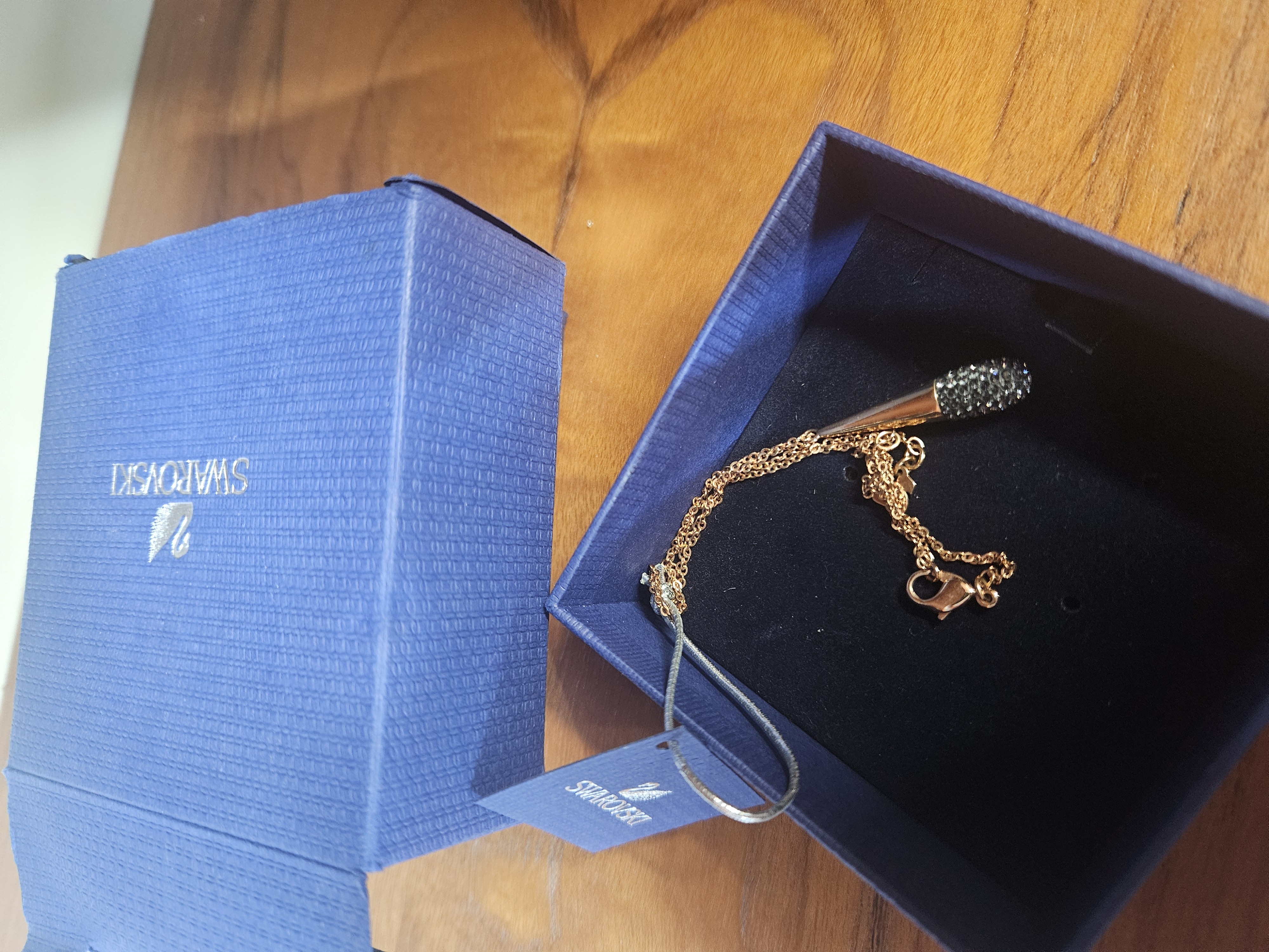 Swarovski Long Beach Rose Gold-Tone Microphone Pendant Necklace