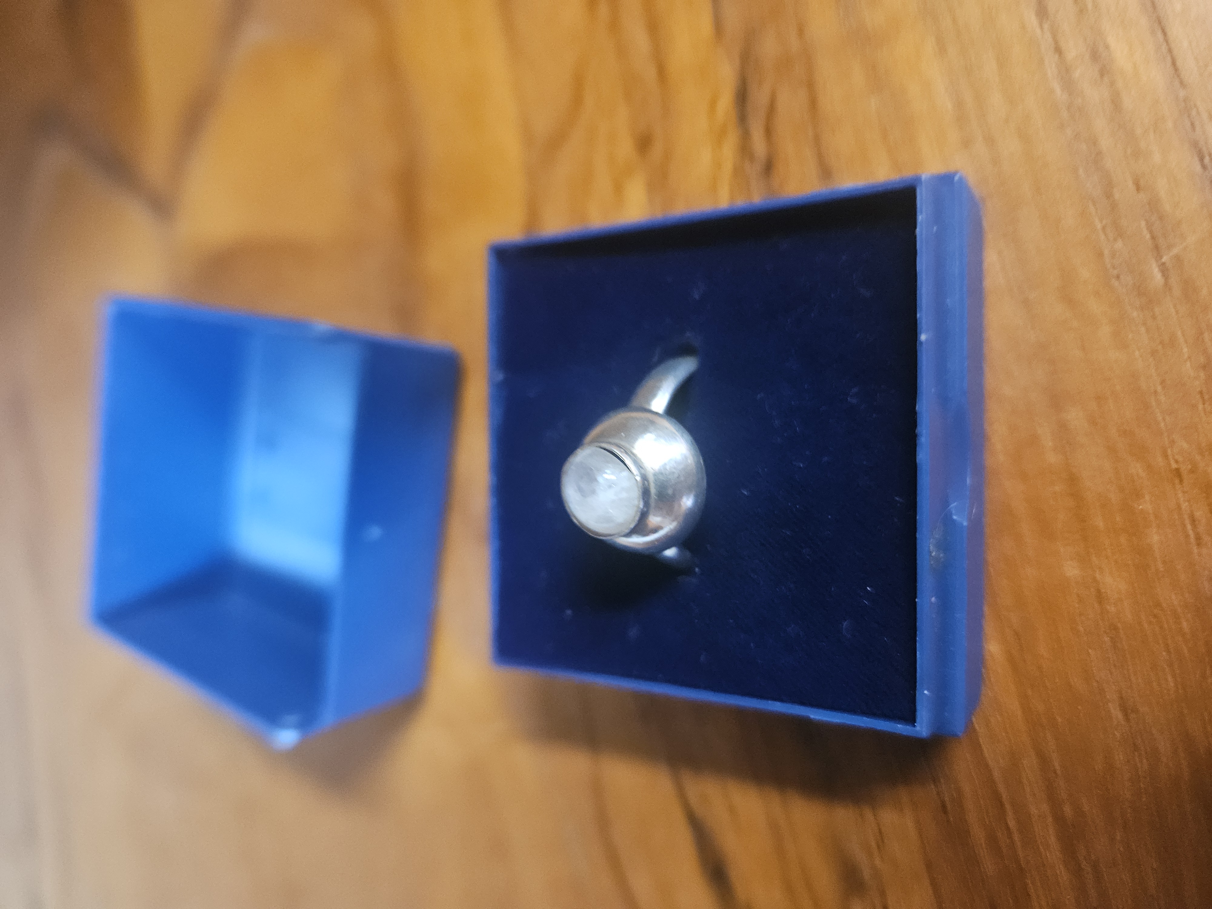 A Modernist Silver and Moonstone Dress Ring