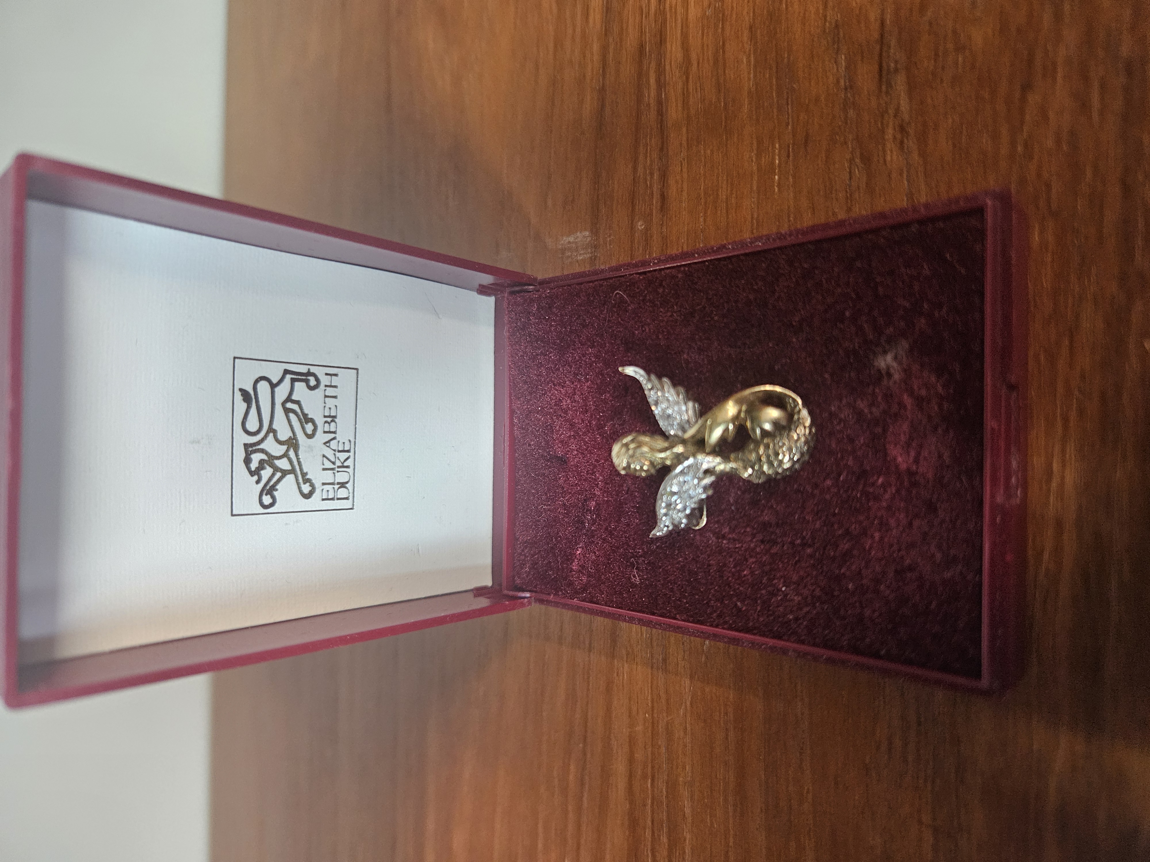 Elizabeth Duke Two-Tone Angel Brooch with silver Wings