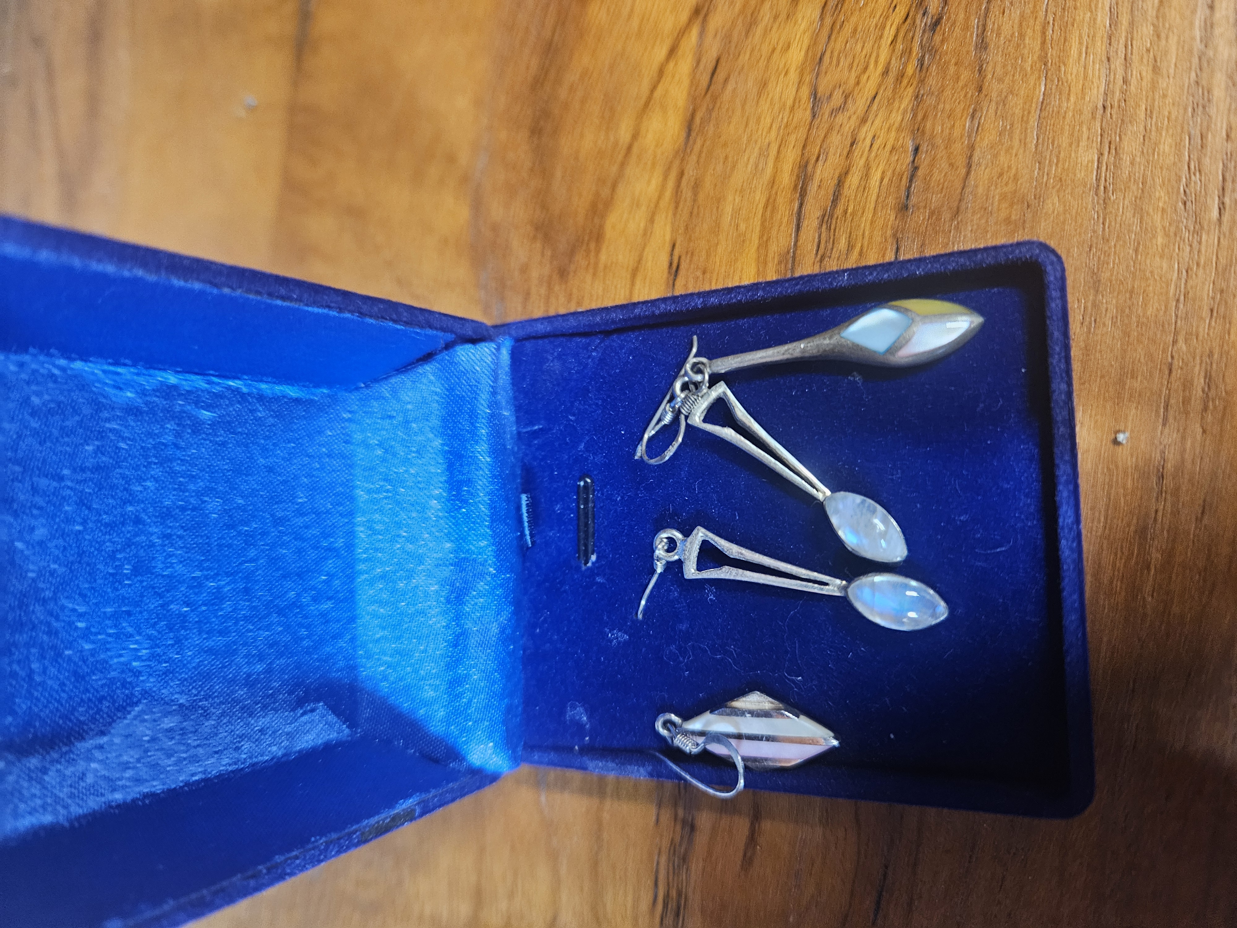 An Assortment of Silver and Gemstone Drop Earrings