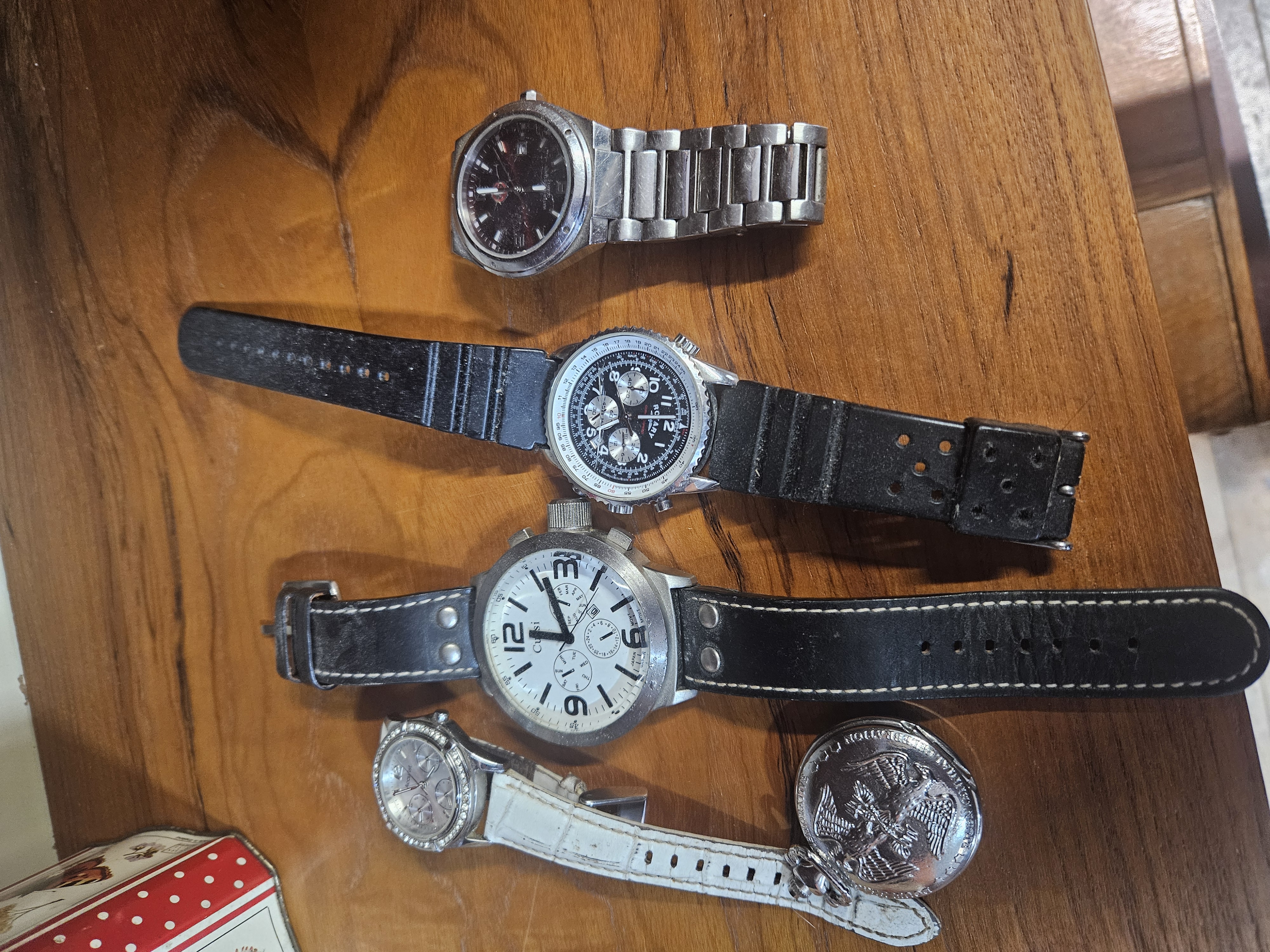 An Assortment of Wristwatches and a Pocket Watch including Seiko, Rotary, and Guess models