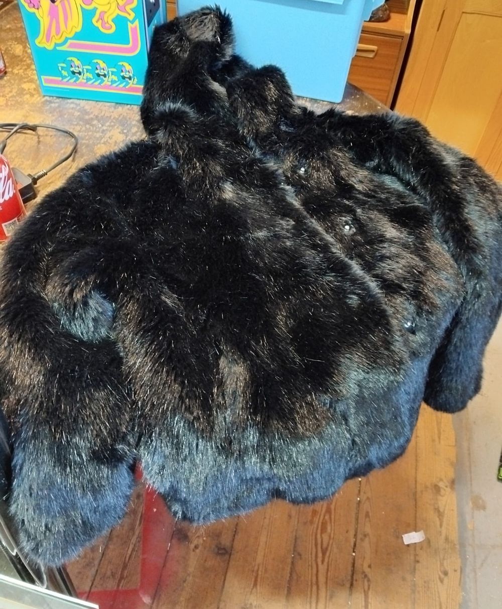 Lot 166 – Vintage Hooded Black Faux Fur Mink Style Coat