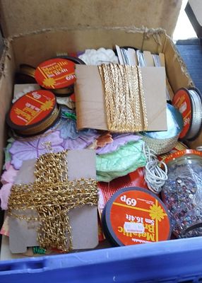 A Collection of Vintage Metallic Braid and Haberdashery Craft Supplies