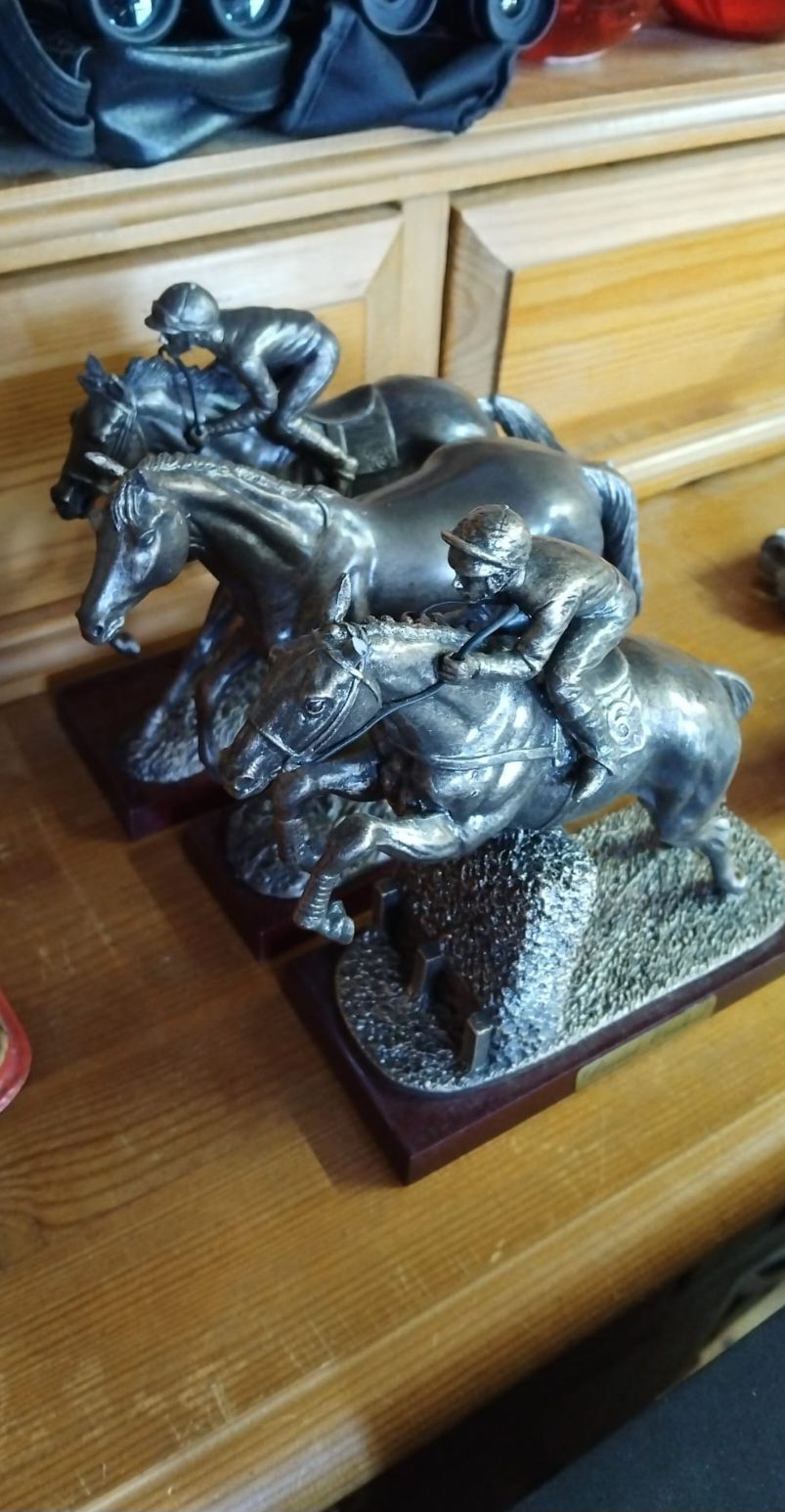Lot 169 – A Trio of Silvered Horse Racing Sculptures