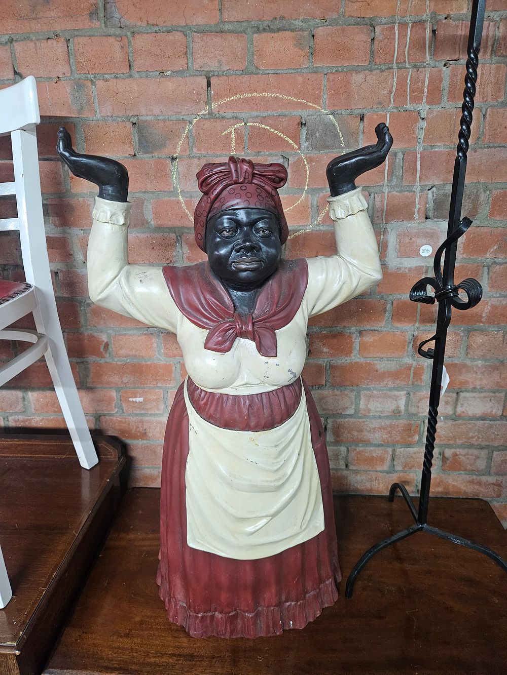 Lot 200 – Late 19th or Early 20th Century Polychrome Painted resin woman