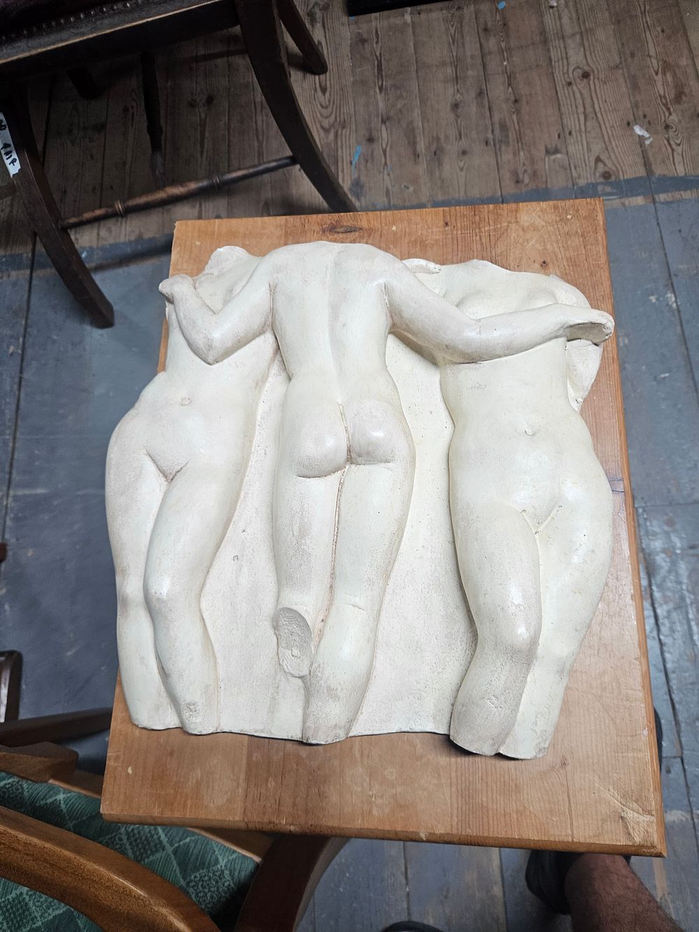 Lot 201 – Modernist Cast Plaster High-Relief Plaque of The Three Graces