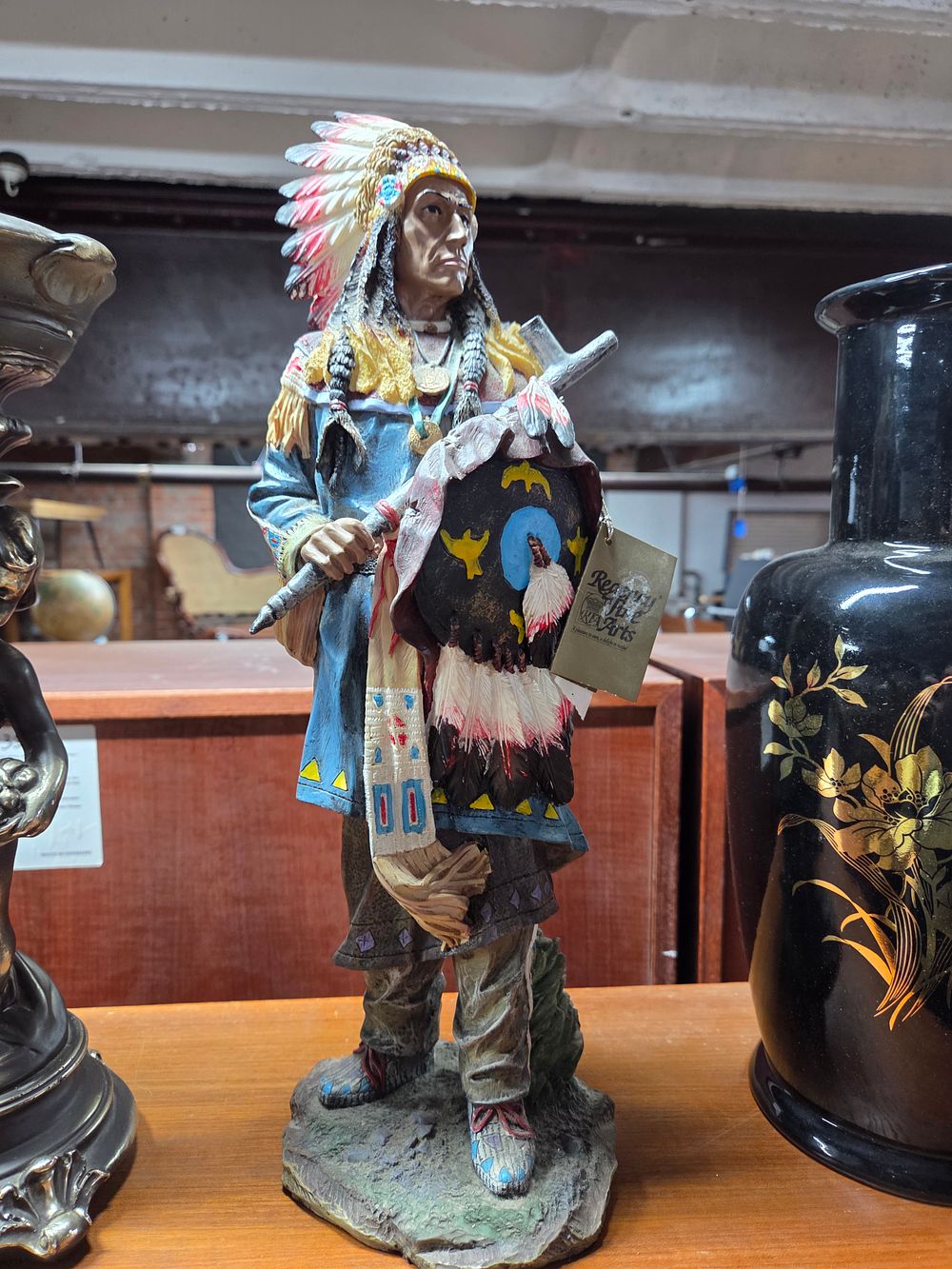Lot 176 – A Real Life Native Arts Resin Warrior Figurine