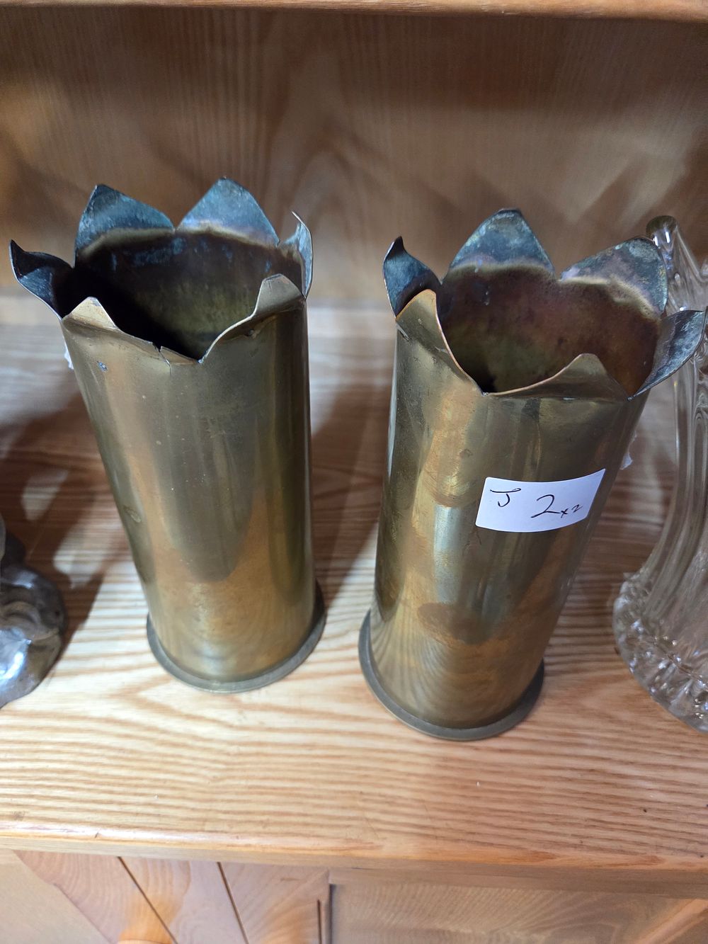 Lot 214 – A Pair of Trench Art Brass Shell Vases 10