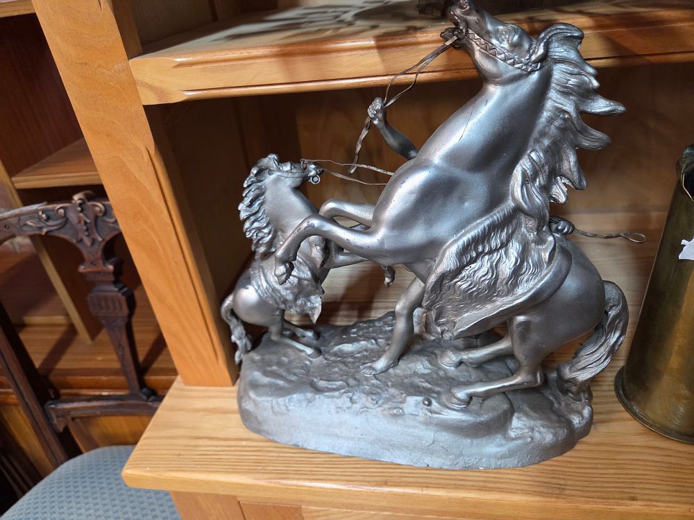 Lot 215 – Victorian Spelter Equestrian Sculpture