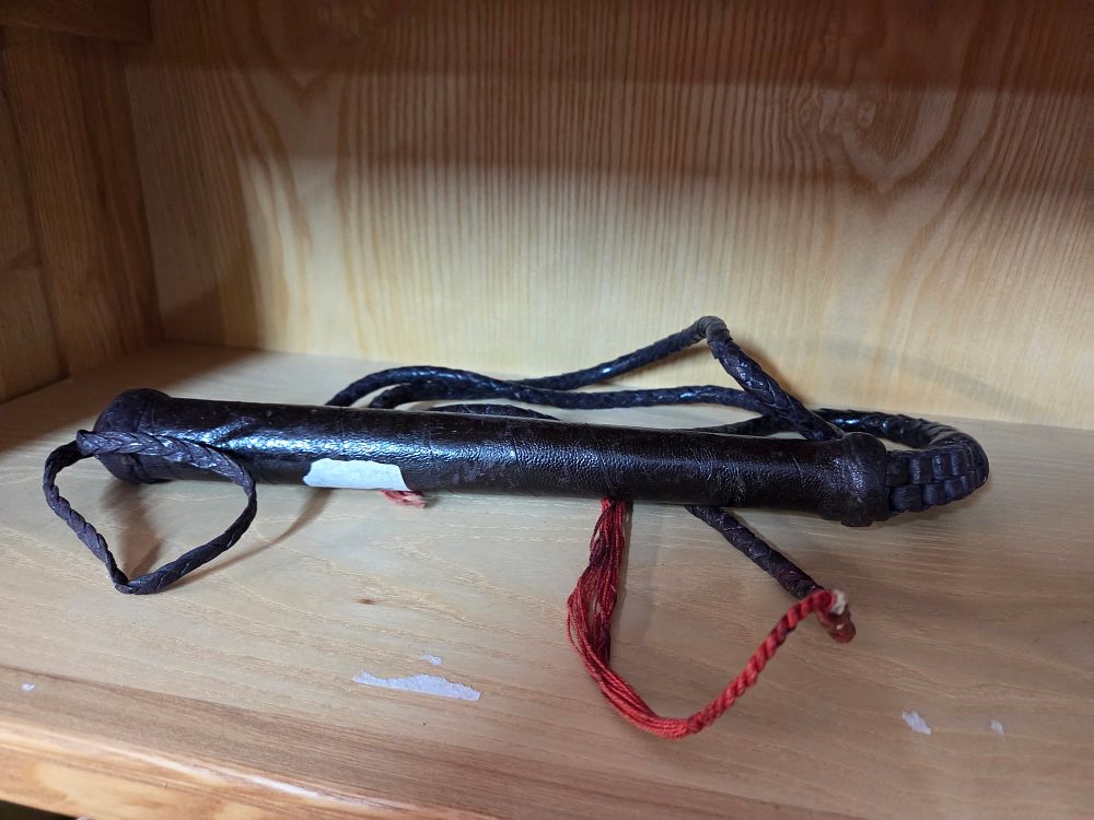 Lot 222 – A Vintage Braided Leather bull Whip