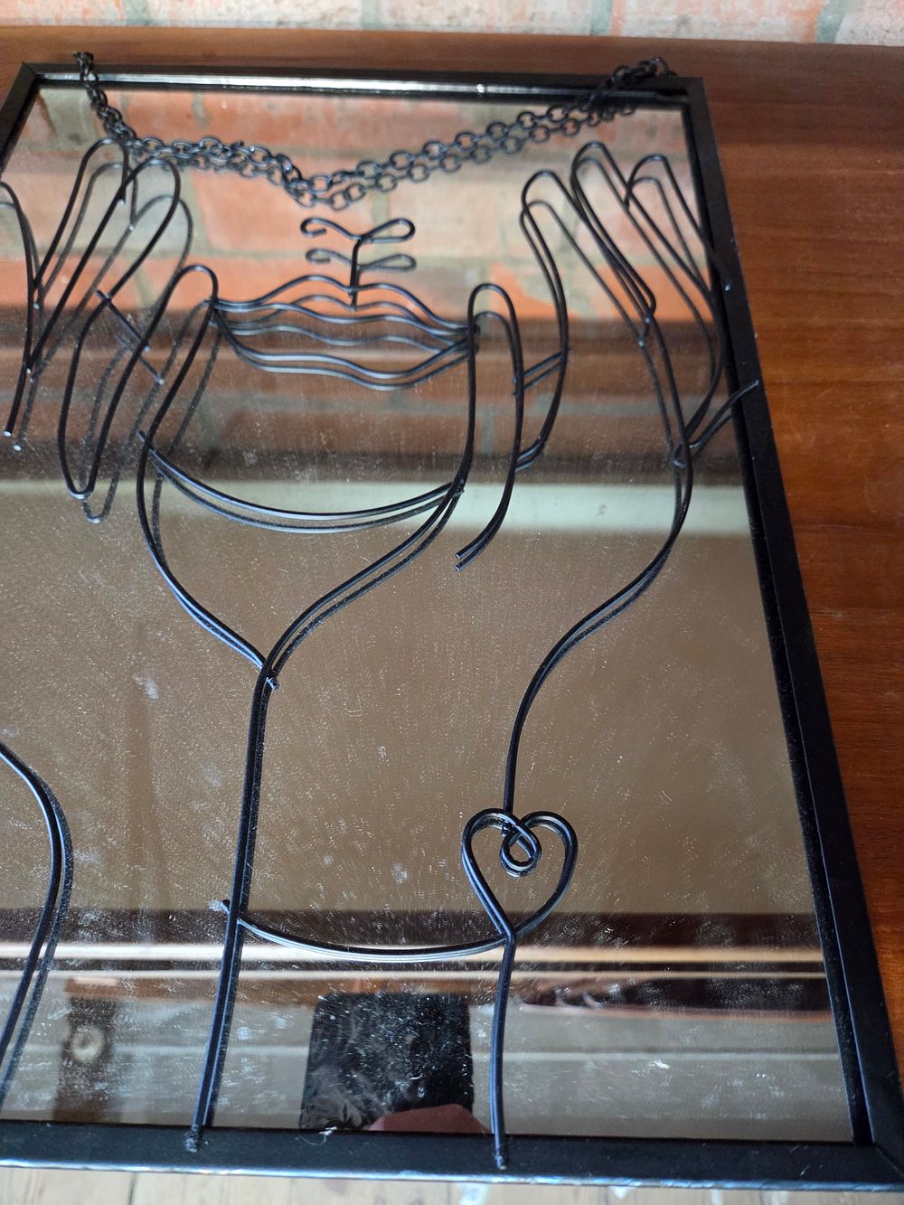 Lot 234 – Contemporary Metal Wall Mirror with Wirework Overlay