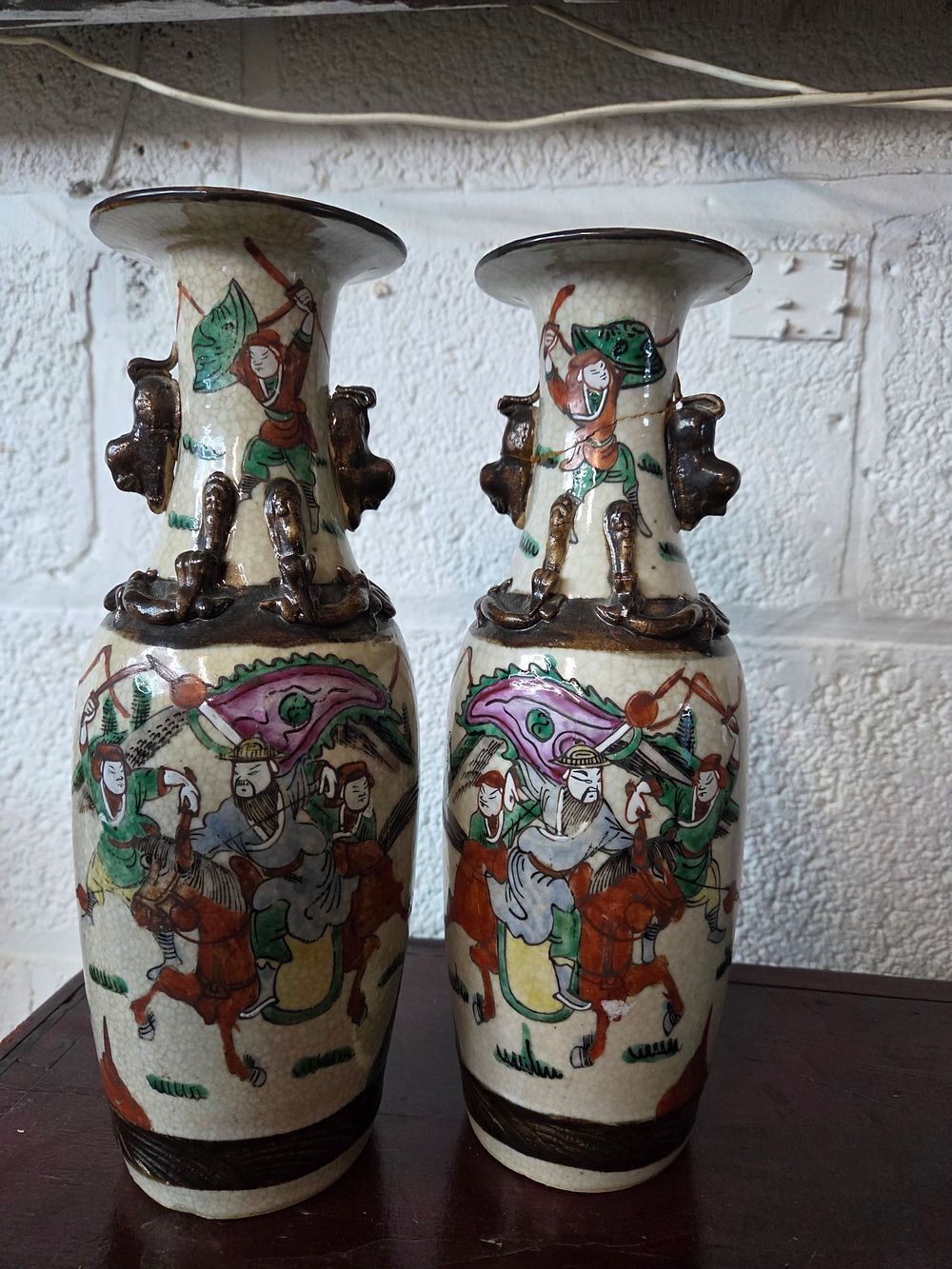Lot 266 – A Pair of late 19th Century Nanking crackle glazed Baluster Vases af