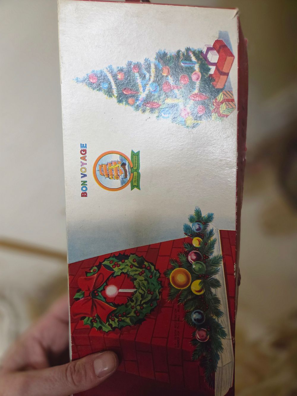 Lot 274 – Vintage Bon Voyage Cardboard Christmas Presentation Box