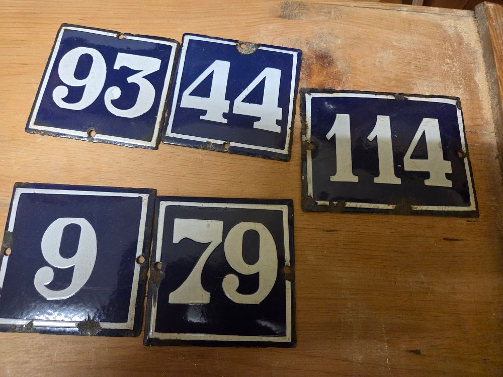 Lot 284 – A Collection of Vintage French Enamel House Number Plaques