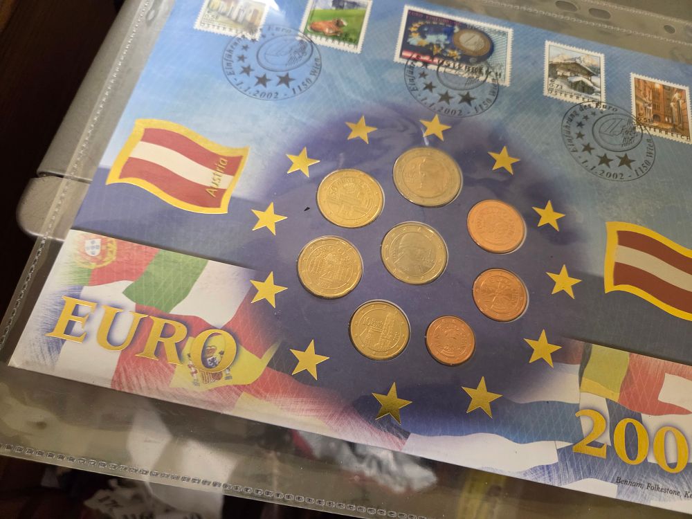Lot 316 – A Set of 2002 Austrian Euro Coins and Stamps Benham Cover