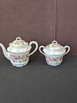 Vintage Bavaria Porcelain Rose Floral Two-Piece Tea Set. A Vintage Bavaria Porcelain Two-Piece 