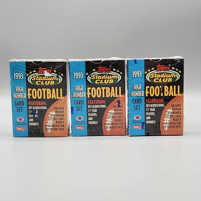 (3) 1993 Topps Stadium Club Football High Series Factory Sets
