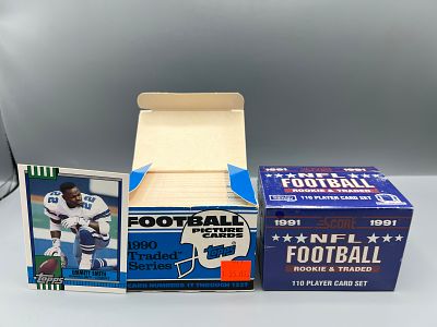 1990 Topps Traded Football Set W/ Emmitt Smith RC & 1991 Score Rookie & Traded Football Factory 
