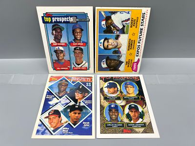 Lot of (4) Vintage Baseball Star Player RC/Prospect Cards - Varying Conditions - Chipper Jones 