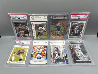 Lot of (8) Assorted Slabbed Basketball & Football Cards W/ Stars