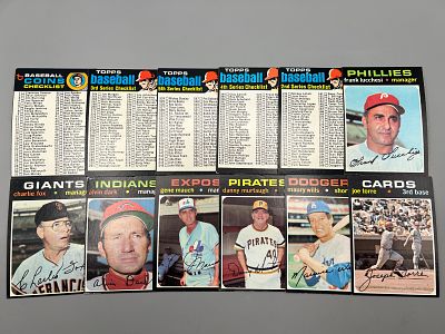 Lot of (12) 1971 Topps Baseball Checklists, Stars, & Manager Cards - Varying Conditions