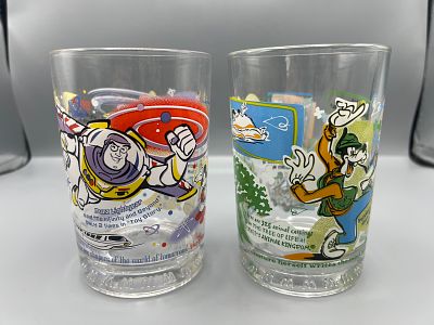 Lot of (2) McDonalds Walt Disney 100 Years of Magic Limited Edition Glass Drinking Glasses