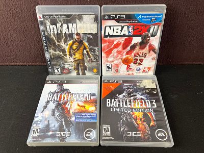 Playstation 3 Video Game Lot of 4 - Infamous, Battlefield, NBA 2K11 (Michael Jordan cover)