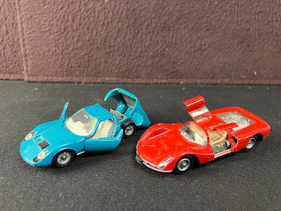 Lot of 2 Vintage Die Cast Cars - Shuco Porsche Carrera #1044, Solido Lamborghini P400 Miura
