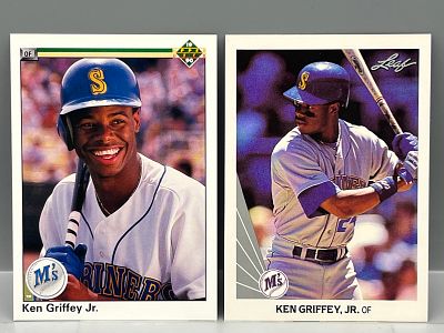 Ken Griffey Jr 1990 Upper Deck #156 & 1990 Leaf #245 - 2nd Year Cards