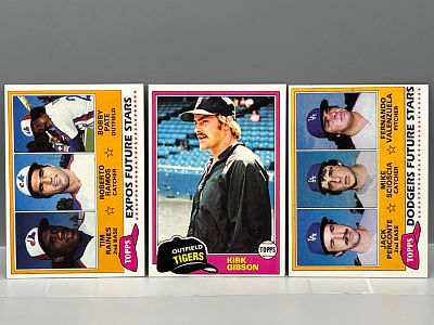 1981 Topps Tim Raines RC #479, Kirk Gibson RC #315, & Fernando Valenzuela RC #302