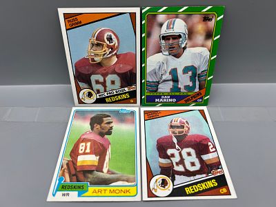Lot of (4) 1980s Topps Football HOFers - Monk RC, Russ Grimm RC, Darrell Green RC, Dan Marino
