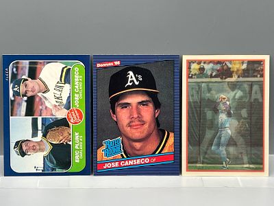 1986 Jose Canseco Rookie Lot - Fleer #649, Donruss #39 & Sportflics #80