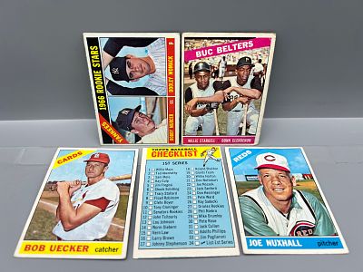 Lot of (5) 1966 Topps Baseball Star Player Cards - Varying Conditions