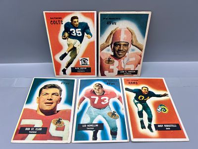 Lot of (5) 1955 Bowman Football Star Player Cards - Varying Conditions