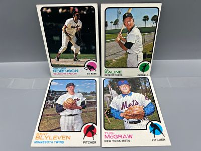 Lot of (4) 1973 Topps Baseball - Varying Conditions - Brooks Robinson, Al Kaline, Blyleven, McGraw
