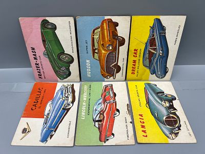 Lot of (6) 1954 Topps World On Wheels Cards - Varying Conditions
