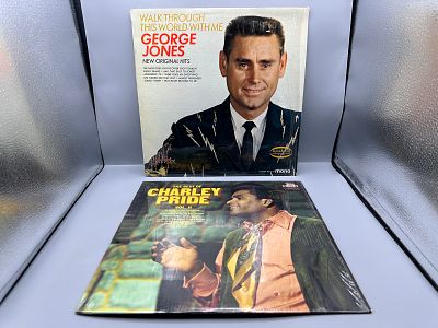 Lot of (2) Vintage Country Music Vinyl Albums: 1967 George Jones "Walk Through This World With 